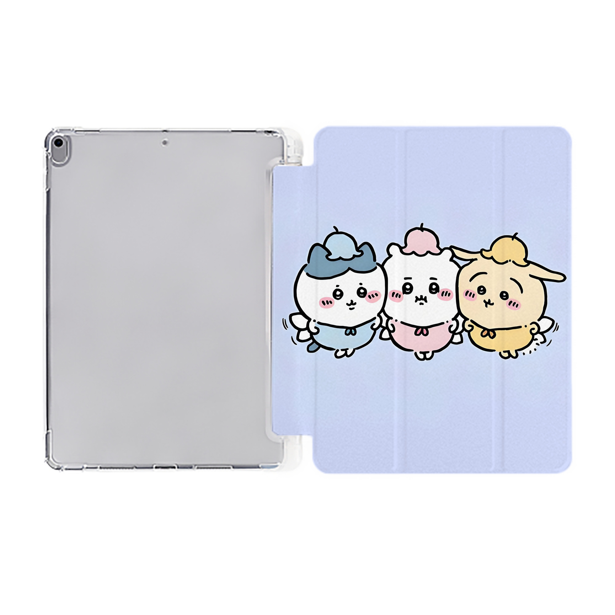 （画像用） ちいかわ Chii-kawa IPad ケース ペン収納付き 三つ折りスタンド PUレザー×シリコン 対応機種9.5/10.5/10.9インチ